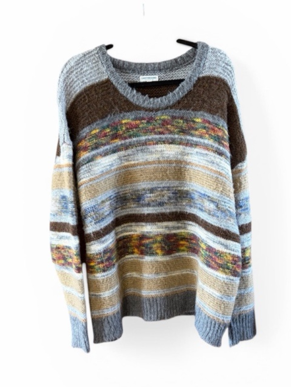 Earthbound Trading‎ Co Boho Striped Knit Pullover Sweater